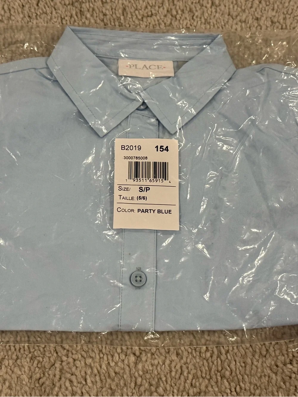 The Children's Place Light Blue Short Sleeve Button-Up Shirt Size Small